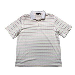 Walter Hagen Essentials Golf Polo Shirt Mens Size L White Striped Short Sleeve